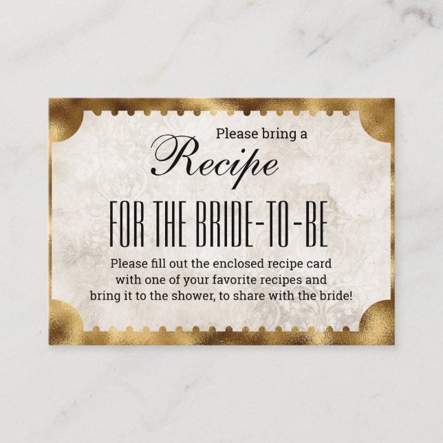 Vintage Movie Ticket Bridal Shower Recipe Enclosure Card (Front)