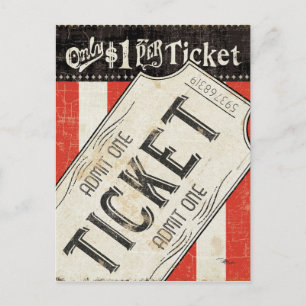 Vintage Movie Ticket Postcard