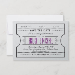 Vintage Movie Ticket Wedding Save The Date