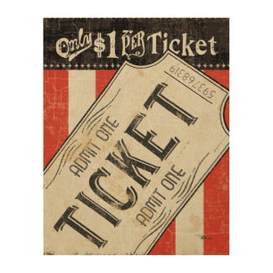Vintage Movie Ticket Wood Wall Art