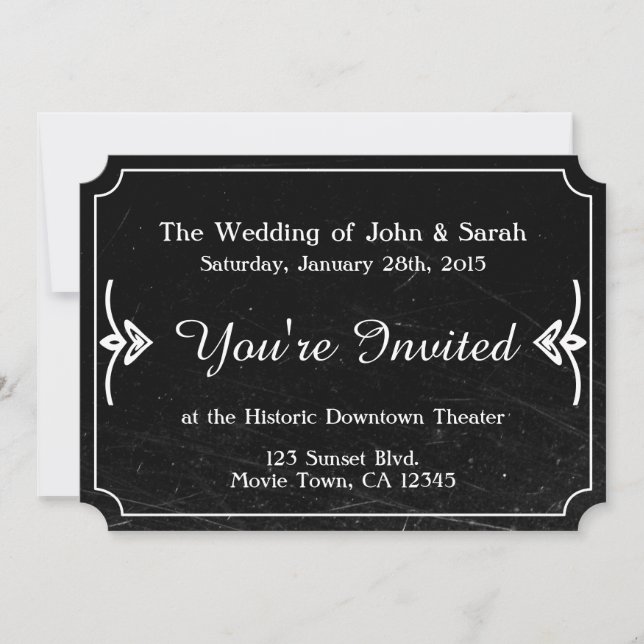 Vintage Movie Wedding Invitation (Front)
