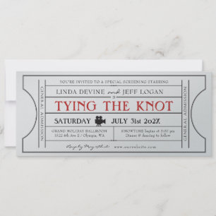 Vintage Movie Wedding Ticket Invitation