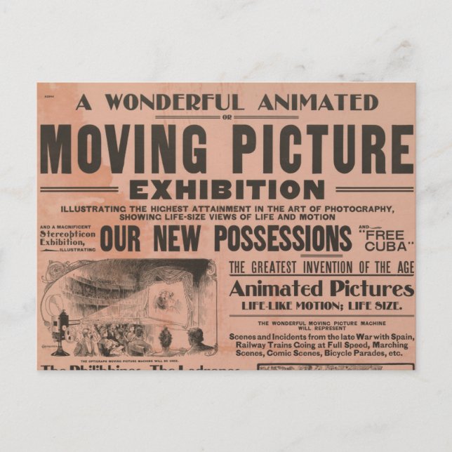 Vintage Moving Picture Exhibition Postcard (Front)