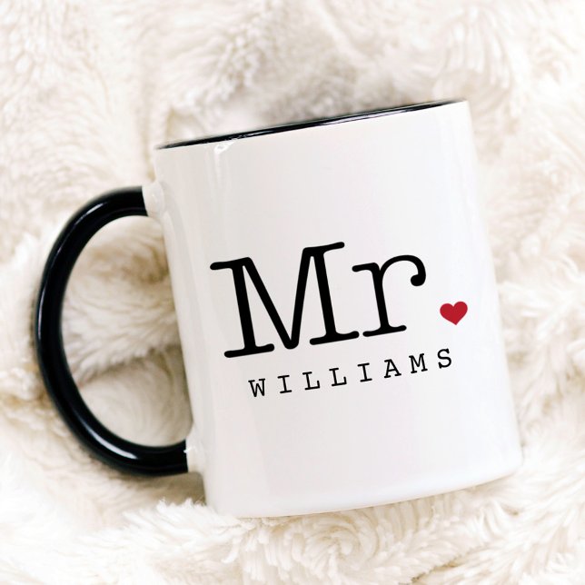 Vintage Mr Black Heart Wedding Monogram Mug (Creator Uploaded)