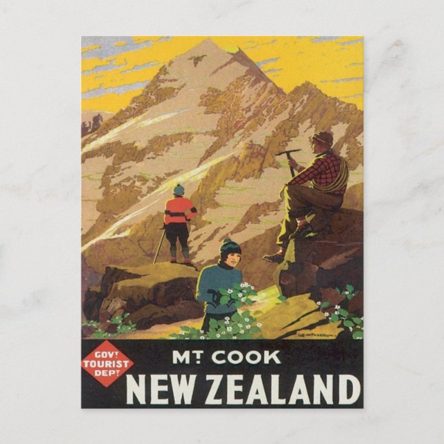 Vintage Mt.Cook New Zealand Postcard (Front)