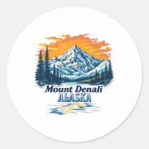 Vintage Mt. Denali National Park Alaska Mountain S Classic Round Sticker