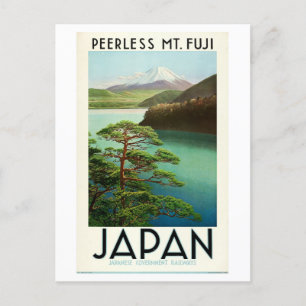 Vintage Mt. Fuji, Japan Train Travel Poster Postcard