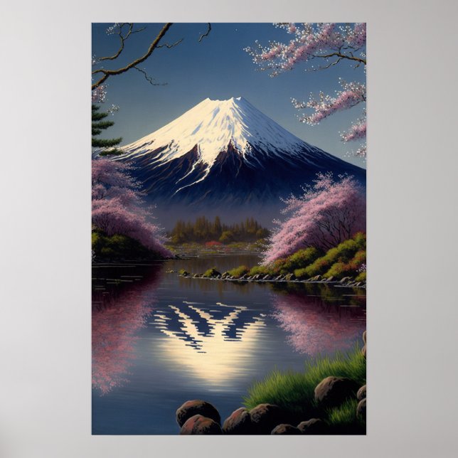 Vintage Mt. Fuji Japanese Art Print Poster (Front)