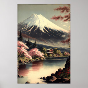 Vintage Mt. Fuji Japanese Art Print Poster