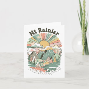 Vintage Mt Rainier Washington Mountains Hiking Sun Card