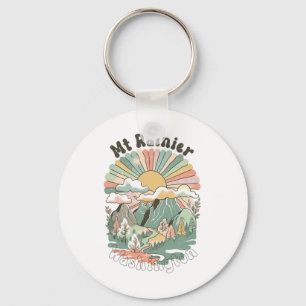 Vintage Mt Rainier Washington Mountains Hiking Sun Key Ring