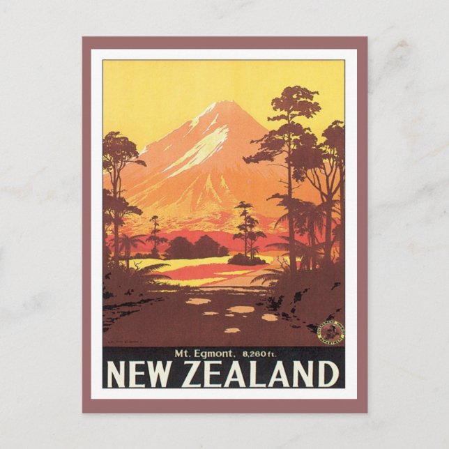 Vintage Mt.Taranaki Mt.Egmont New Zealand Postcard (Front)