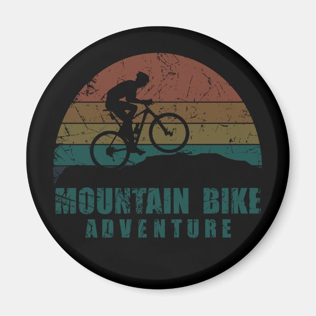 Vintage MTB Adventure - Mountain Biking Magnet (Front)