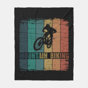 Vintage Mtb Downhill Mountain Bike Fleece Blanket