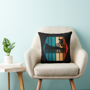 Vintage Mtb Downhill Mountain Biking Cushion