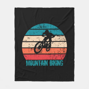 Vintage Mtb Downhill Mountain Biking Fleece Blanket