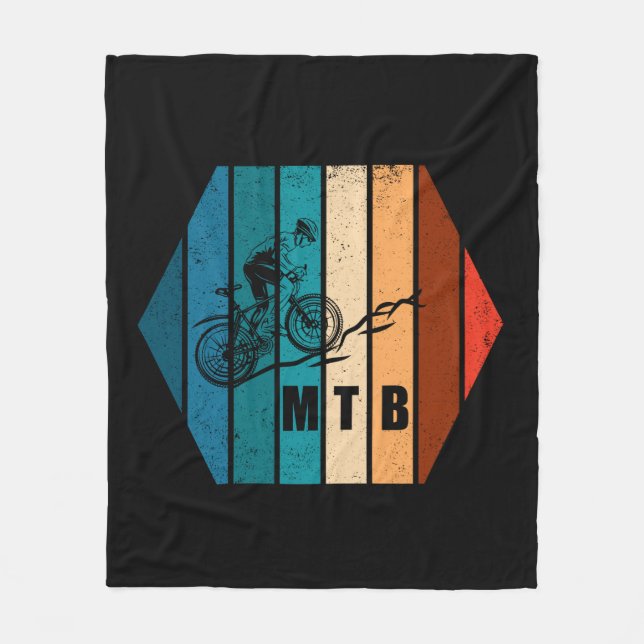 Vintage Mtb Downhill Mountain Biking Fleece Blanket (Front)