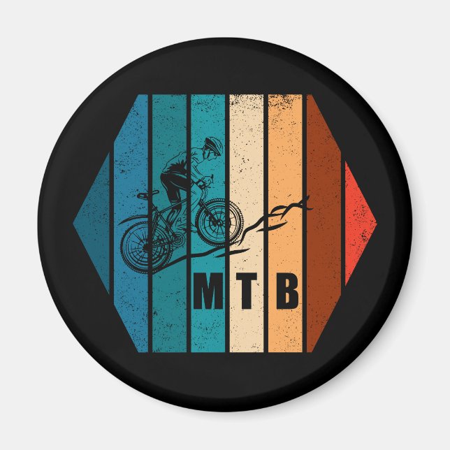 Vintage Mtb Downhill Mountain Biking Magnet (Front)