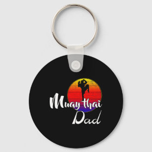 Vintage Muay Thai Dad Retro Sunset Funny Kickboxin Key Ring