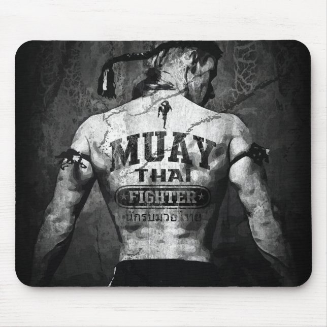 Vintage Muay Thai Fighter Mouse Mat (Front)