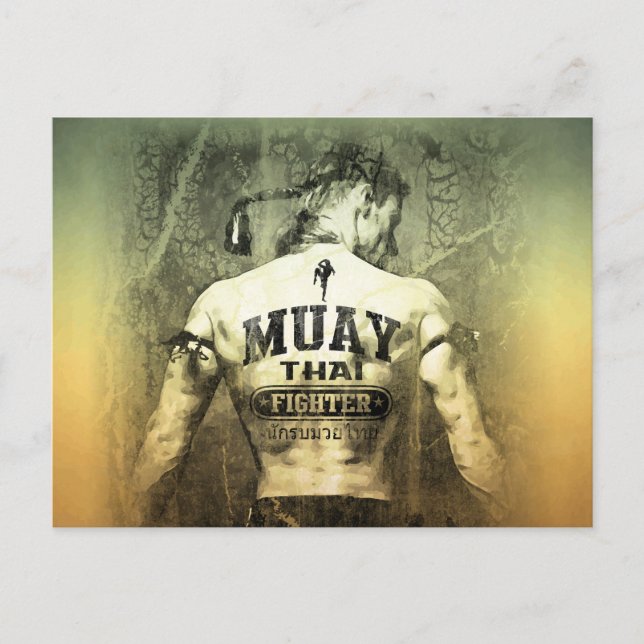 Vintage Muay Thai Fighter Postcard (Front)