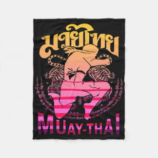 Vintage Muay Thai Fighter Thailand Thai Boxing Kic Fleece Blanket