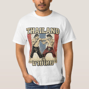 Vintage Muay Thai Fighters with Thailand Flag Back T-Shirt