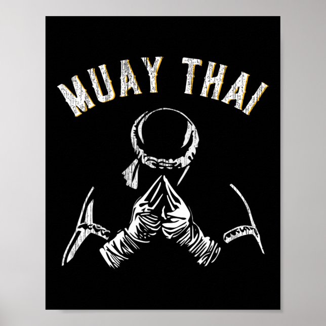 Vintage Muay Thai Training Mma Kickboxing  Poster (Front)