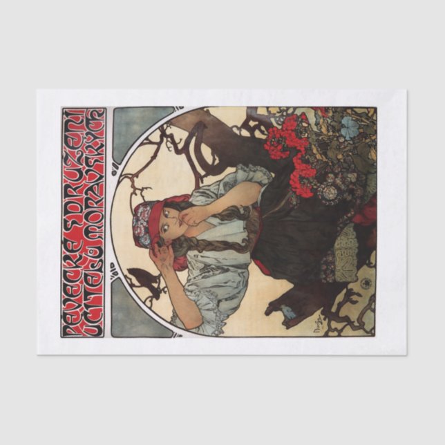 Vintage Mucha art decoupage Tissue Paper (Front)