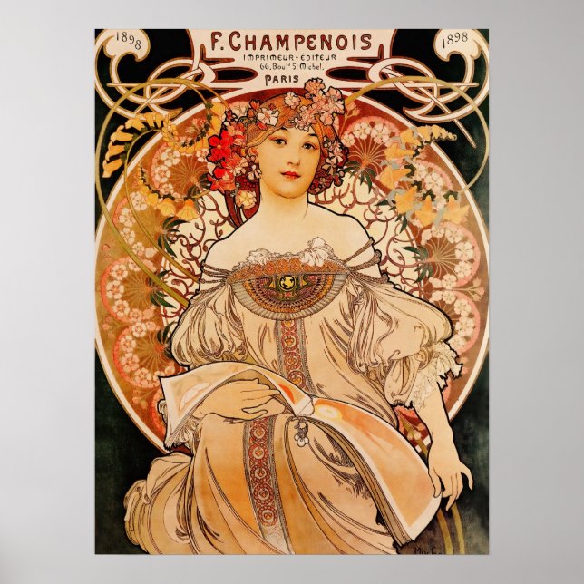 Vintage Mucha Art Nouveau Poster (Front)