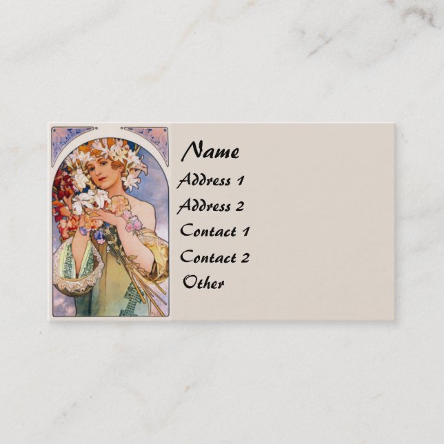 Vintage Mucha Lady Business Card (Front)