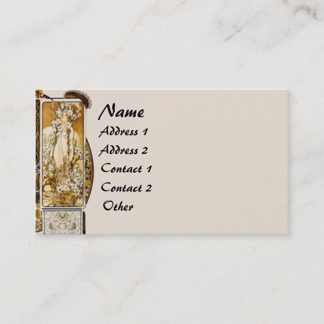 Vintage Mucha Lady Business Card (Front)