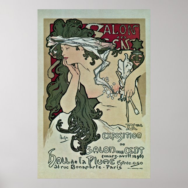 Vintage Mucha Salon des Cent art expo Poster (Front)