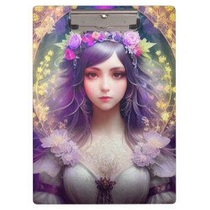 Vintage Mucha Style Beautiful Woman Portrait Clipboard