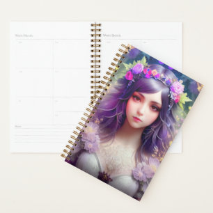 Vintage Mucha Style Beautiful Woman Portrait Planner