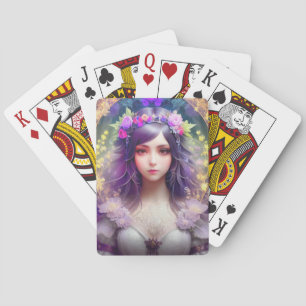 Vintage Mucha Style Beautiful Woman Portrait Playing Cards