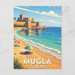 Vintage Mugla Turkey Travel Postcard