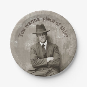 Vintage mugshot mafia gangster funny  paper plate