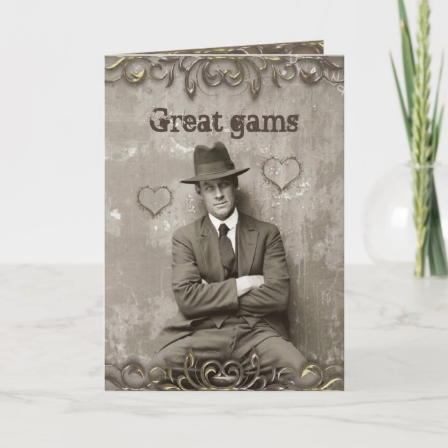 Vintage mugshot mafia man love funny romantic card (Front)