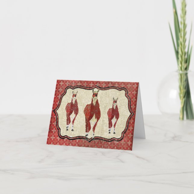 Vintage Mulberry Llama Notecard (Front)