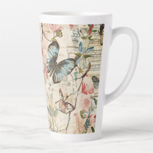 Vintage Multi Butterflies and Flowers Latte Mug