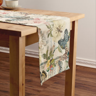 Vintage Multi Butterflies and Flowers Medium Table Runner