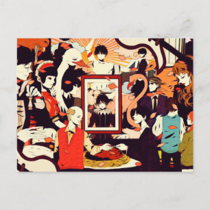 Vintage Multi Human Character Humour Party Announcement Postcard