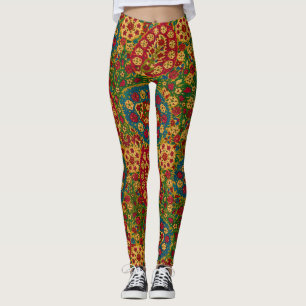 Vintage Multicolored Floral Tapestry Leggings
