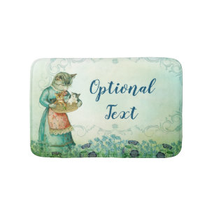 Vintage Mum Cat with Kittens Bath Mat