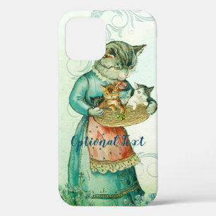 Vintage Mum Cat with Kittens  iPhone 12 Case