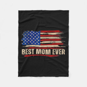 Vintage mum ever american flag mother's day fleece blanket