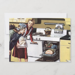 Vintage Mum in the Kitchen Cooking an Easter Ham