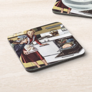 Vintage Mum in the Kitchen Cooking an Easter Ham Coaster