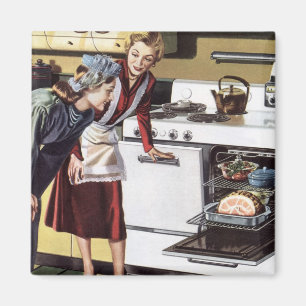 Vintage Mum in the Kitchen Cooking an Easter Ham Magnet